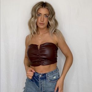 Crop faux leather top